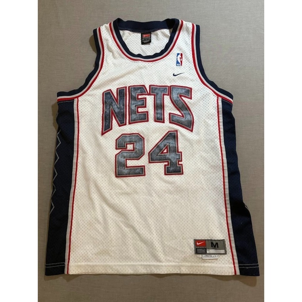 New Jersey Nets Jefferson #24 Nike Team Jersey Mens Medium White Sleeveless.